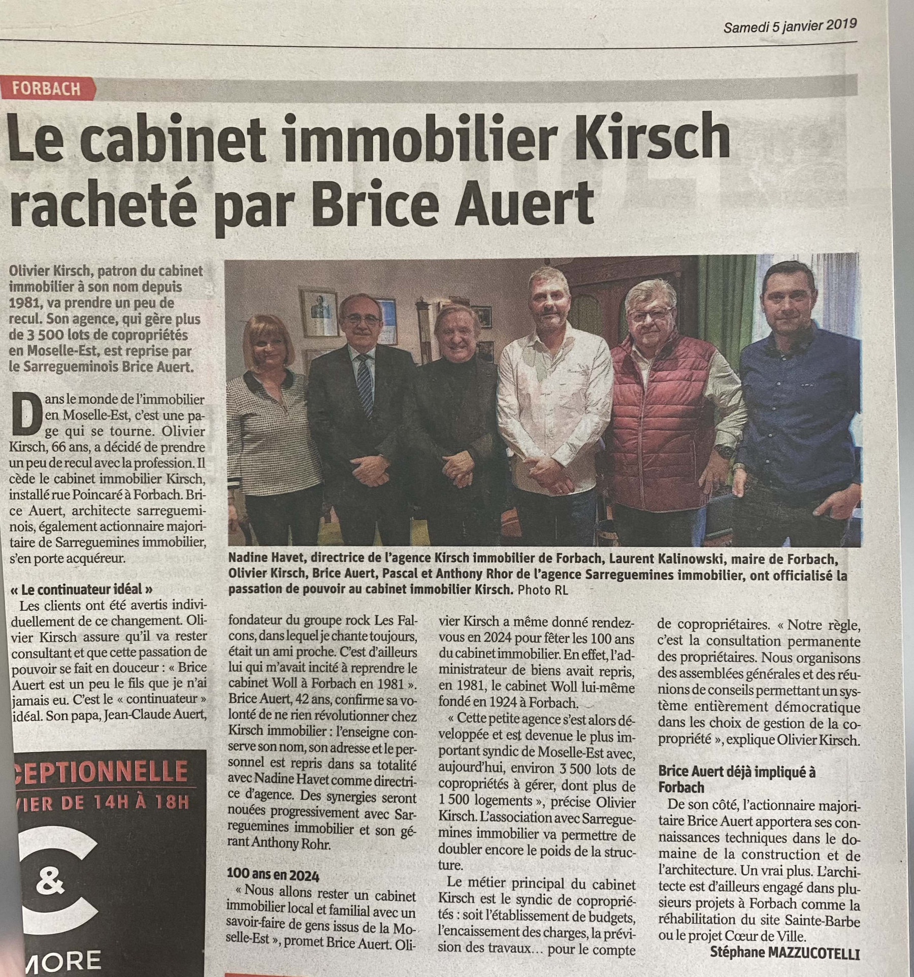 Le cabinet immobilier Kirsch racheté ...